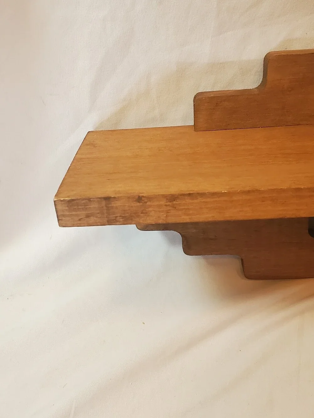 Rustic Wooden Wall Shelf Vintage Display Knick Knacks Reversible Retro MCM